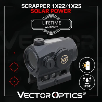 Оптический прицел Vector Optics Scrapper 1x22 / 25 на солнечной энергии с несколькими прицелами в красную точку с датчиком движения для охоты и тактики.308 12GA