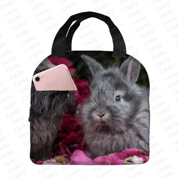 переносная офисная сумка для ланча с утолщенной изоляцией из алюминиевой фольги с кроликом и животными, водонепроницаемые сумки для ланча, сумки-тоут