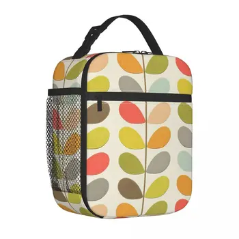 Термоизолированные сумки для ланча Orla Kiely, офисные переносные коробки для бенто с цветными листьями, термоохладитель для ланча