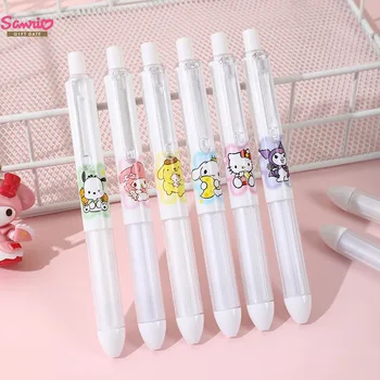 10шт Sanrio Hello Kitty Stripe Soft Series Press Гелевая ручка, Быстросохнущая кисть, 0,5 черных канцелярских принадлежностей для студентов и школьников Kawaii