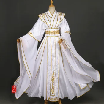 Небесное Благословение Чиновника Се Лянь Косплей Костюм Белое Золото Принц Юэшен Свадебное платье Женская Мужская Китайская одежда Hanfu