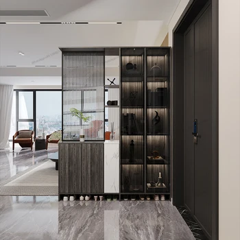 Легкий роскошный входной шкаф, железная художественная ширма, шкаф для обуви, встроенный вход, перегородка для гостиной, винный шкаф, витрина