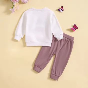 Детская одежда с буквенным принтом, футболка с длинными рукавами и буквенной вышивкой для маленьких девочек, пуловеры, топы, брюки, наряды roupa infatil mnenino