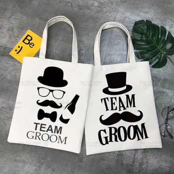 Холщовая сумка для одиночной вечеринки Team Groon, эко-сумка для покупок, сумка через плечо большой емкости, складная Пляжная сумка для покупок
