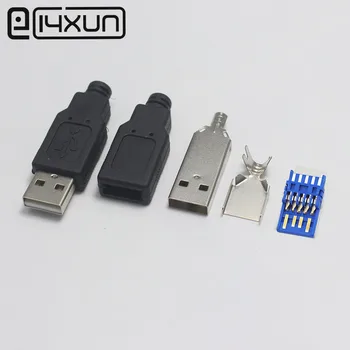 1 комплект DIY USB 3.0 Штекерный Разъем USB Jack Тип Пайки Линейный Хвостовой Разъем 3 в 1 Высокоскоростной USB 3.0 Разъем Штекерный Разъем Для Зарядки