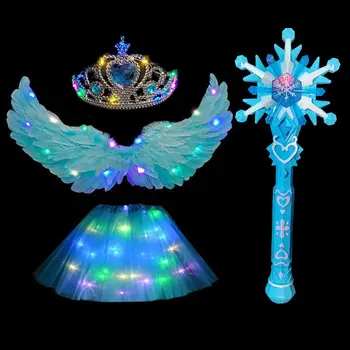 Девушки Женщины Загораются светящимся крылом из перьев Ангела, Короной, светодиодной юбкой, повязкой на голову, костюмами, светящейся музыкой, Волшебной палочкой, подарком на День рождения, Рождеством