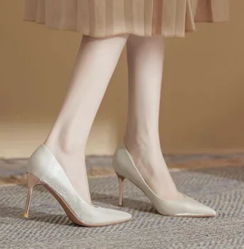Женские туфли cheongsam Xiuhe на высоком тонком каблуке, простые туфли для невесты, белые туфли для подружек невесты, женские свадебные туфли