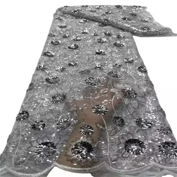 Африканская Французская кружевная ткань с серебряными блестками 2023, высококачественное Тюлевое сетчатое кружевное свадебное платье в Нигерийском стиле, кружево для женщин