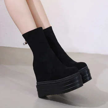 2023 новые женские ботинки, модные сапоги с увеличенной подошвой толщиной 14 см, водонепроницаемые ботинки с маффиновой подошвой на платформе и высоком каблуке