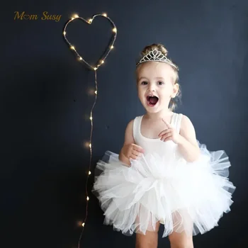 Платье-пачка принцессы для маленьких девочек без рукавов, пышное балетное платье для малышей, Черное, розовое, Белое, для вечеринок, для танцев, детская одежда от 1 до 8 лет