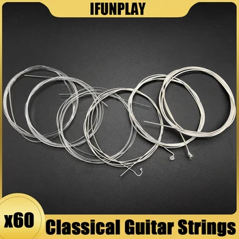 60 комплектов нейлоновых струн для классической гитары, нейлоновые струны, струны из серебристо-медного сплава, набор из 6 шт. гитарных деталей и аксессуаров