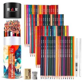 Набор акварельных карандашей H & B 72 цветных водорастворимых карандаша для рисования кистью Для детей, взрослых, начинающих