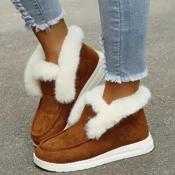 модные легкие женские зимние ботинки, нескользящие зимние утепленные женские ботильоны, обувь для пары, женская хлопковая обувь с подкладкой