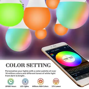 Умная Wifi Лампа E27 Dimmable Красочная Светодиодная Лампа RGB Color Light APP WIFI Пульт Дистанционного Управления Через IOS Android для Умных Домов