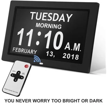 12 будильников, цифровые светодиодные часы-календарь с многоязычным отображением. Напоминание о времени приема лекарств для пожилых людей.Украшение стен домашнего стола
