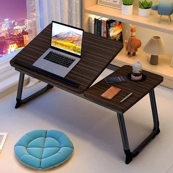 Складной стол для ноутбука для кровати Портативный Компьютерный лоток для дивана Стол для письма Регулируемый под 4 углами Столик для ноутбука с подстаканником