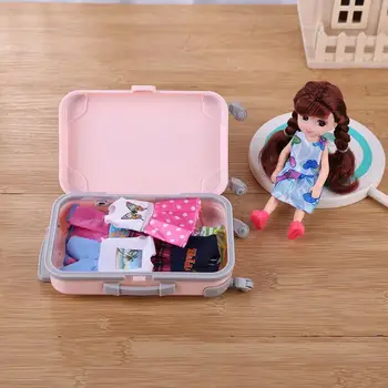Кукольный чемодан Игрушки для путешествий Кукольный Домик Моделирование багажа 3D Игровой домик Игровой багажник