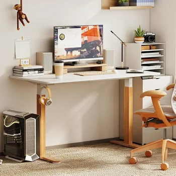 Электрический письменный стол с регулируемой высотой 55 x 28 дюймов, рабочий стол для домашнего офиса с предустановленным контроллером памяти