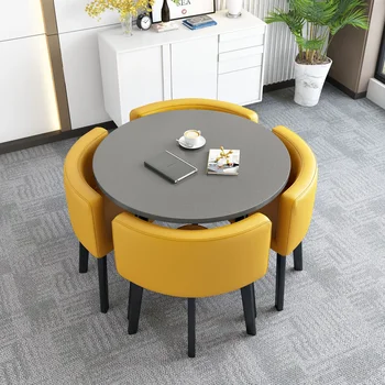 Комбинированный стол для приемов и стул для переговоров, стол для конференций, Стол для приемов и стул для офисного отдыха, Маленький круглый стол