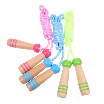 3 шт. Детские регулируемые скакалки для детей, деревянная ручка, скакалки для мальчиков и занятий фитнесом на свежем воздухе.