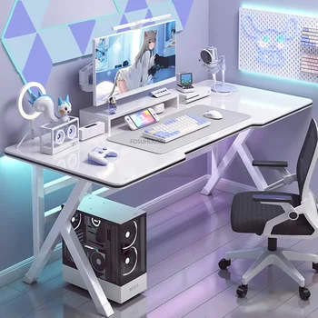 Настольный компьютерный стол в скандинавском стиле, изготовленный руками человека, Офисная мебель, игровой стол в спальне, простой бытовой стол для геймеров, белый стол для ПК