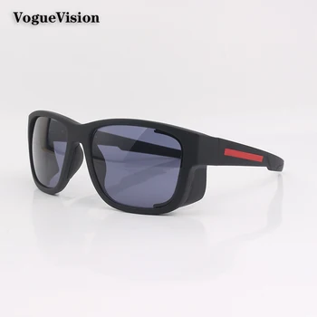 Солнцезащитные очки с запахом для мужчин, модные прямоугольные мужские солнцезащитные очки с красными деталями