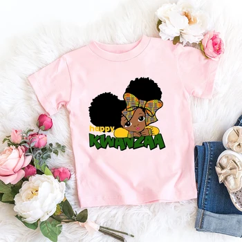 Футболка Kawaii для девочек, африканская черная одежда для маленьких девочек, сестры с рисунком, летняя одежда для сестер в стиле Харадзюку, футболка для девочек, Топы с короткими рукавами