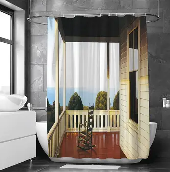 Занавеска для душа, открывающая окно, Морской пейзаж, занавеска для ванны, Природный пейзаж для дома, 3D декор ванной комнаты