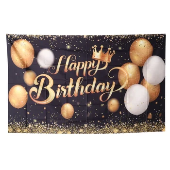 Украшения баннера Happy Birthday Большой плакат с надписью Birthday из черного золота, фотография для украшения вечеринки по случаю Дня рождения, годовщины вечеринки