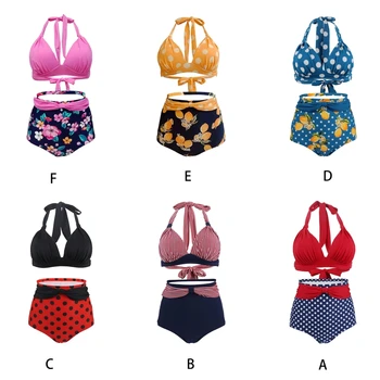Женская мягкая сумка-бикини из двух частей с принтом, женский купальник с цветочным узлом, пляжная одежда, многоцветные популярные раздельные купальники