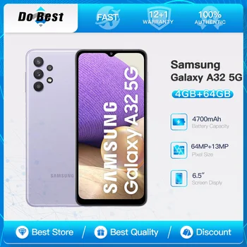 Оригинальный Samsung Galaxy A32 A326U1 5G Мобильный Телефон NFC 4 ГБ ОЗУ 64 ГБ ПЗУ 48МП + 8МП + 5МП + 2МП + 13МП 6,5 