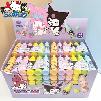 Sanrio 6-цветной хайлайтер Kuromi Melody Macarone Дизайн мини-бутылки для напитков, маркер для граффити, канцелярские принадлежности Оптом