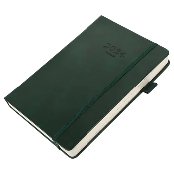 Органайзер на 2024 год, дневник, альманах, ежедневник для офиса, записная книжка с расписанием формата А5 (зеленый-a5) 1шт