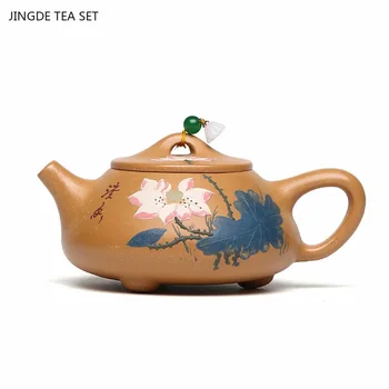 Чайник из Исинской фиолетовой глины объемом 230 мл, сырая руда, Золотое сечение, Глиняный совок, Чайник Ручной росписи, Красивый чайник для заварки традиционного чая
