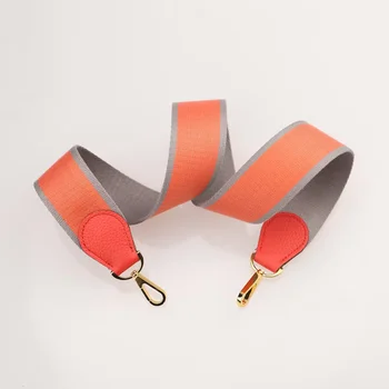 2-дюймовый широкий наплечный ремень из Гри-Муэтт/оранжевого полотна и кожи Того для брендовой сумки, аксессуары для женской сумки.